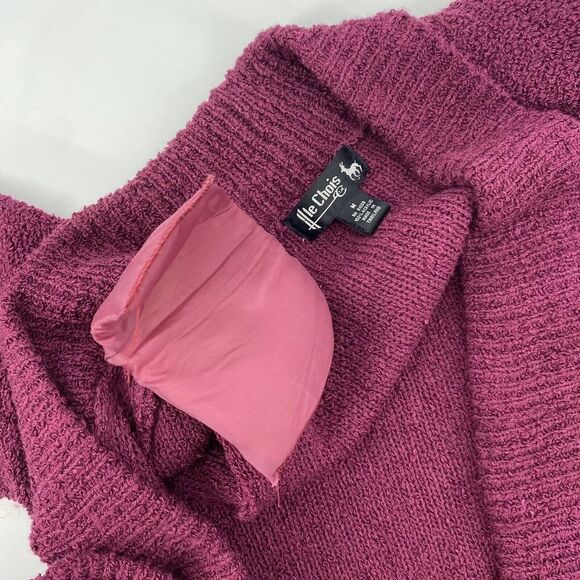 Vintage Le Chois Knit Open Front Cardigan Sweater Boucle Pink Size M - Picture 5 of 11